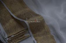 50 Grams Dyeable Gold Jacquard Border on Chinon Chiffon Fabric 44inch